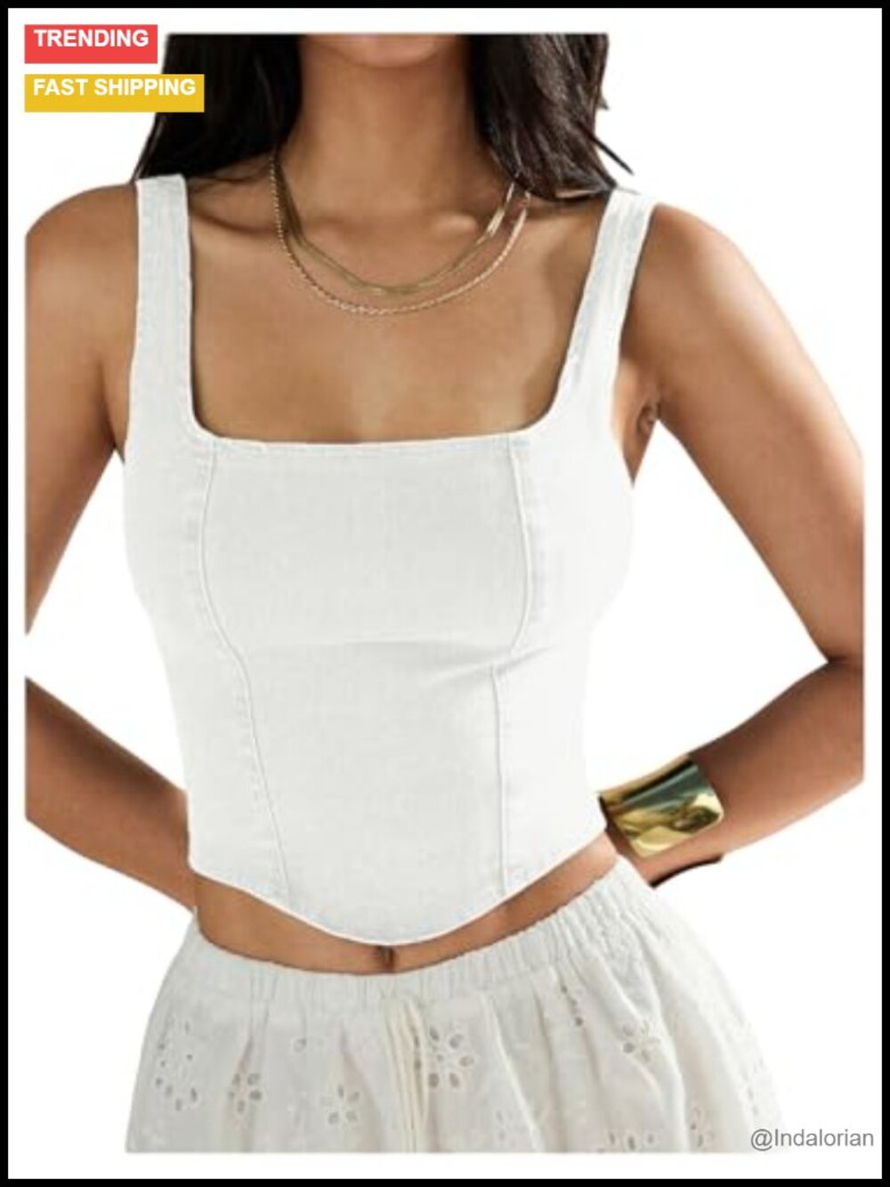 Denim Tank Top Square Neck Backless Slim Fit Crop Y2K